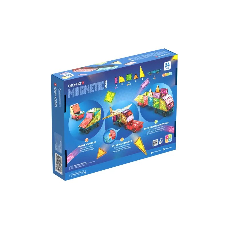 Geomag Magnetic Tiles Gems Vehicles 24pcs