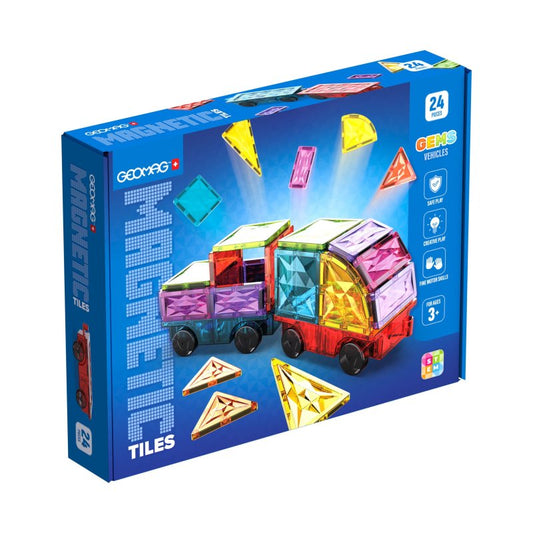 Geomag Magnetic Tiles Gems Vehicles 24pcs