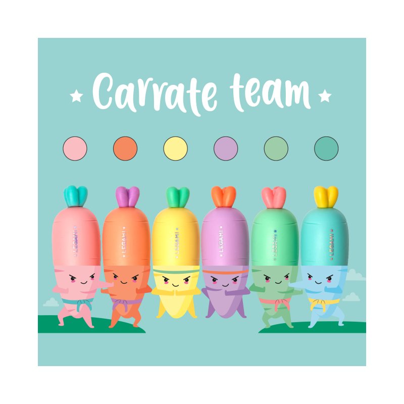 Σετ 6 Mini Υπογραμμιστικά Carrate Team Carrot